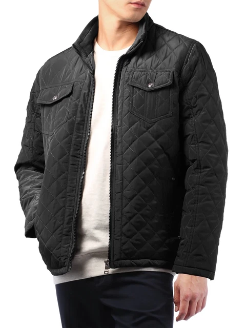 Mens Quilted Winter Jacket Padded Outdoor Diamond Puffer Coat Casual Business