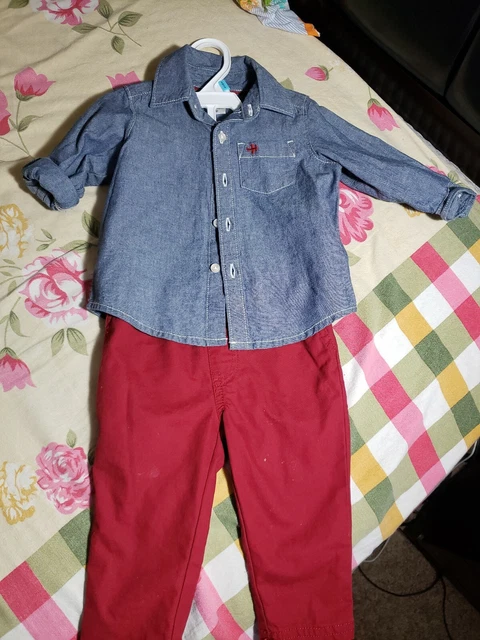 Carters Baby Boy Clothes 9 Months 2 Piece Long Sleeve Shirt Pants Outfit Set