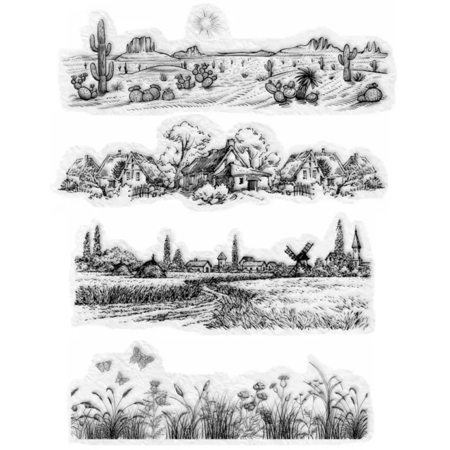Natural Scene Cabins Clear Rubber Stamps for Scrapbooking Stamping Craft Cards