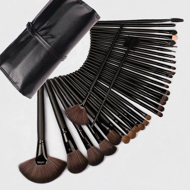 Set 24 Pennelli Per Trucco Cosmetica MAKE UP Ombretto Fard Con Custodia Borsa