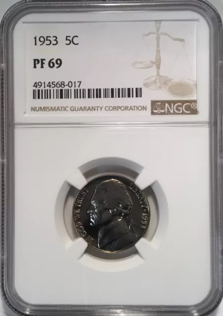 1953 Proof Jefferson Nickel 5c NGC PF69 LOOKS PERFECT THE WAY IT SHOULD