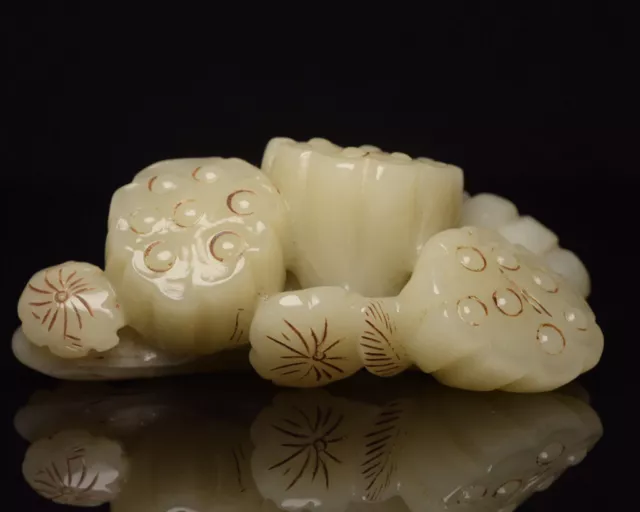 Chinese Natural Hetian Jade Handmade Exquisite Lotus Seedpod Pendants 2052 2