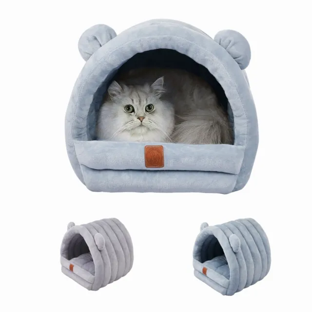 Soft Plush Pet Cave Bed Sleeping House Tent Kennel Cat Hut for Indoor Cats Puppy
