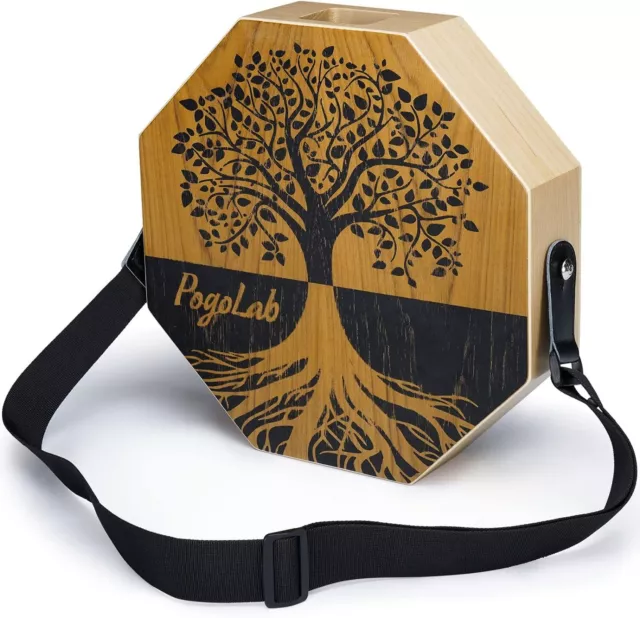 POGOLAB Wooden Two-tone Cajon Drum Percussion Instrument + Strap