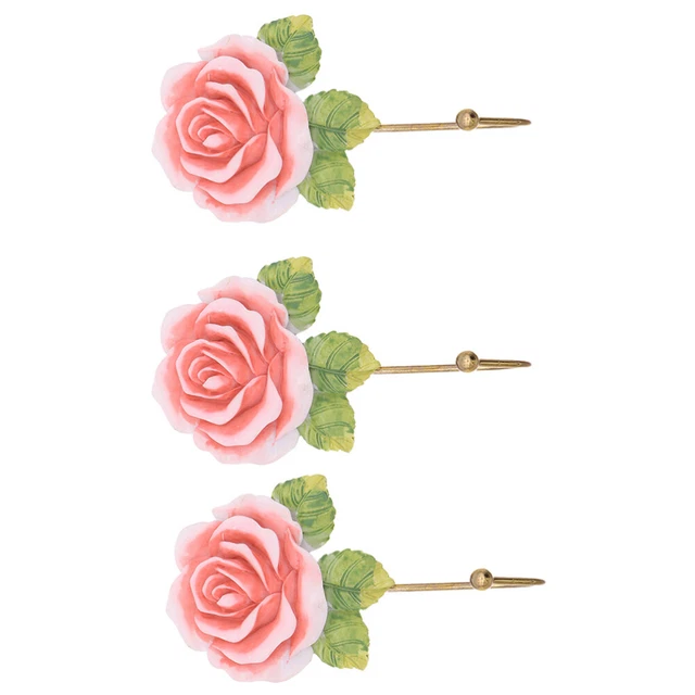 3 Pcs Wrought Iron Rose Hook Vintage Rustic Rack Coat Pegs Hanger