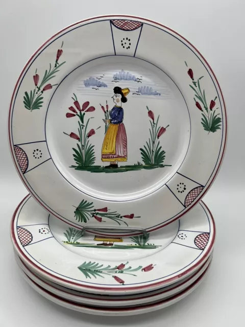 SET /4 NEW Sberna DERUTA Italy PAESANA Dinner Plates 11.5” Hand Painted Pottery