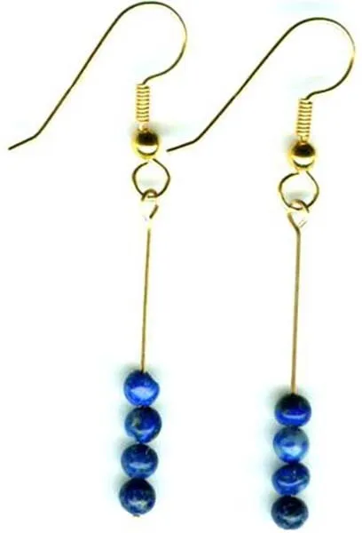 Lapis Lazuli Earrings Antique Handcrafted Blue+Gold Ancient Hebrew Gem 14ktGF