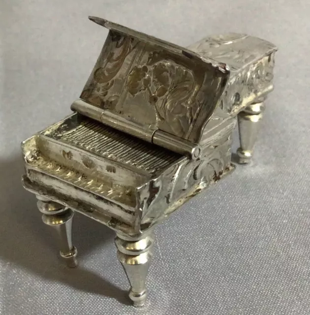 Rare Solid Silver Miniature Grand Piano With Cherubs, Friedrich Reusswig, Hanau