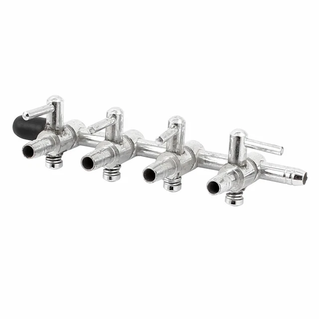 Aquarium Betta Plastic Metal Air Pump Control Valve Manifold Taps Silver Tone