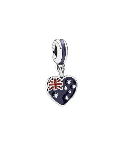 Australian Flag Heart 925 Sterling Silver Charm Pandora NEW Free Post 791415ENMX