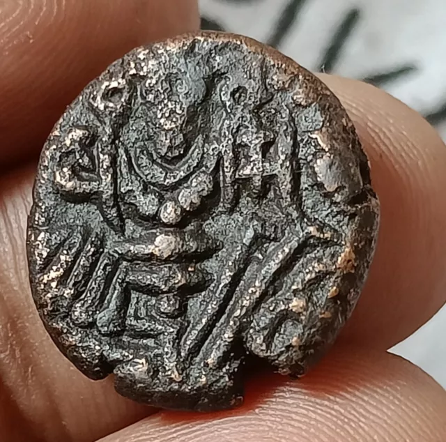 Ancient indian coper coin of Lohara Dynasty  kashmir king JAYA SIMHA nice grade