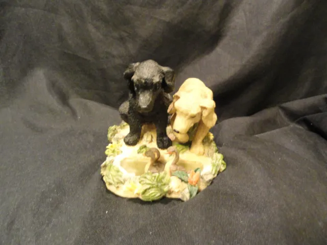 Labrador Retriever Figurine Yellow & Black with Ducks Chance Meeting 4 x 4"