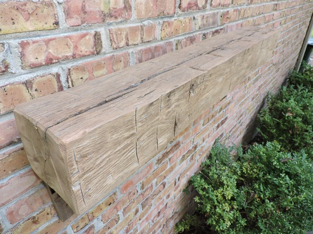 Hand Hewn, Barn Wood Fireplace Mantel Beam, Rustic Reclaimed  6x6x48. Unfinished