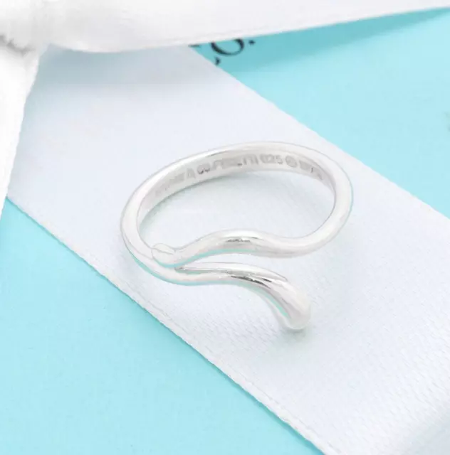 Tiffany & Co. Elsa Peretti Open Teardrop Snake Ring Size 5.25 Silver 925 w/Pouch