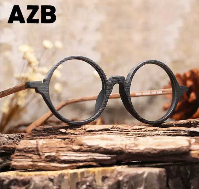 Unisex Clear Lens Acetate Wood grain Frame Eyeglasses Round Retro Glasses Hot