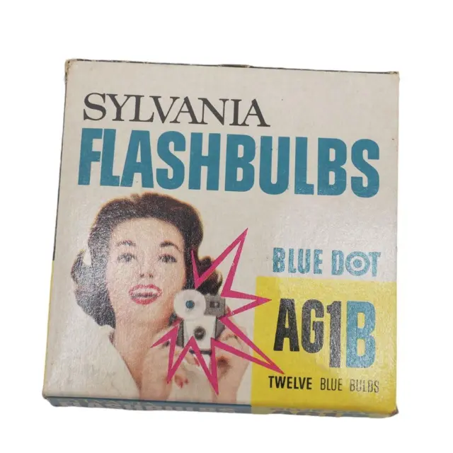 Vintage Lote De 12 Sylvania Azul Punto AG1B Publicidad Diseño Paquete