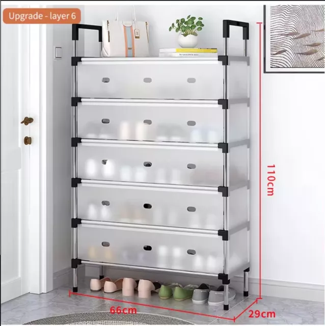 6/7 Tier Shoe Rack Storage Shelf Unit Cabinet Organiser Footwear Stand W/ Door 3