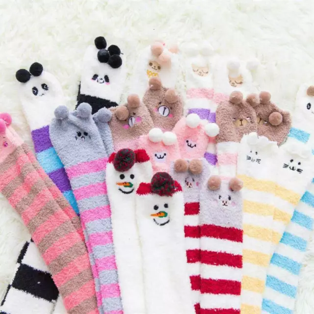 Women Soft Breathable High Cartoon Over Knee Long Knit Socks Thigh Stockings