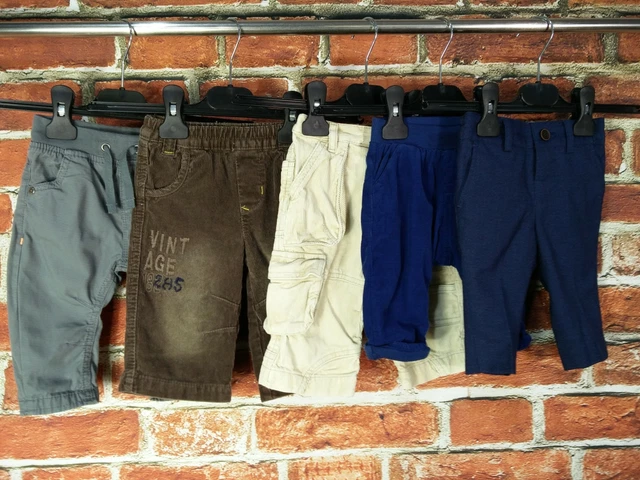 BABY BOY TROUSER BUNDLE AGE 3-6 MONTHS M&S NEXT etc CORDUROY CARGO BOTTOMS 68CM