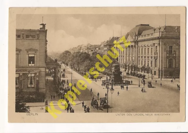 Berlin AK Unter den Linden Neue Bibliothek Oldtimer Ansichtskarte um 1920
