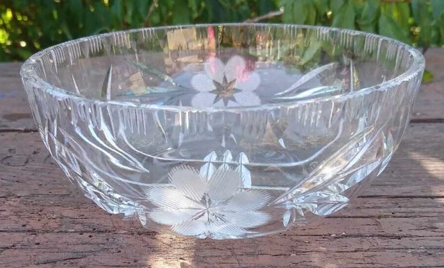 Ancien Saladier En Cristal Ou Verre Faceté Et Cerclage En Argent Poincon Minerve