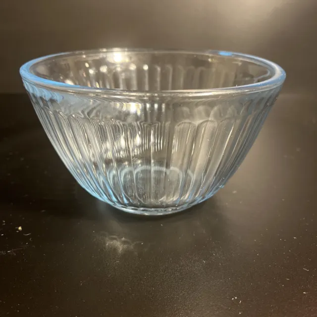 PYREX - 7401-S Ribbed Clear/Blue Tint Glass Mixing Bowl 3 Cup