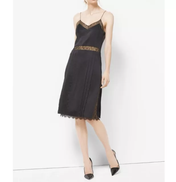 Michael Kors Collection Black Chantilly Lace Silk Slip Dress Retail $2395 sz 10