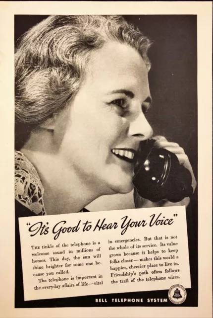 1937 Bell Telephone System Woman on Phone Vintage Print Ad Good to Hear Voice
