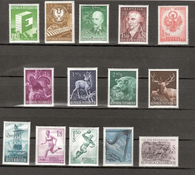 Österreich 1959 kompletter Jahrgang Postfrisch ** MNH 14 Werte ohne Bauten