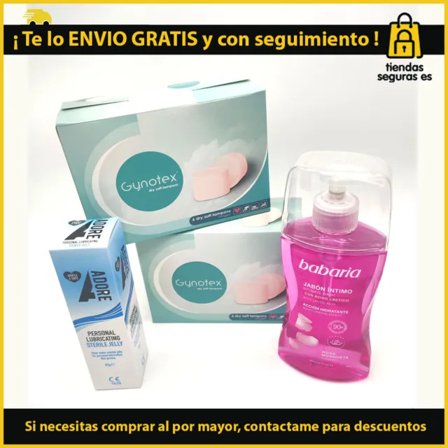 Gynotex Pack 12 Soft Tampons + Lub Adore Jelly 82gr + Jabón Babaria Intimo