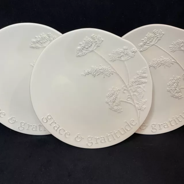 Set of 3 Mary & Martha, Grace & Gratitude, Queen Anne's Lace 7.25" Plates