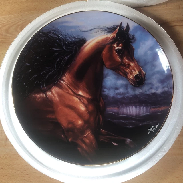 Danbury Mint Chosen Champion Horse Plate Noble & Free 23K L.E. 1993 Susie Morton