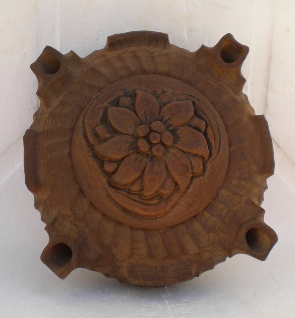Grolle Ou Coupe De L'amitié En Bois D'acajou - 4 Becs, Capacité Moyenne, Sculptée Main Edelweiss