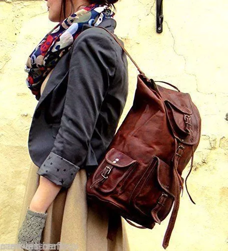 New Men's and Women's Genuine Leather Back Pack Rucksack Travel Bag and gym bag