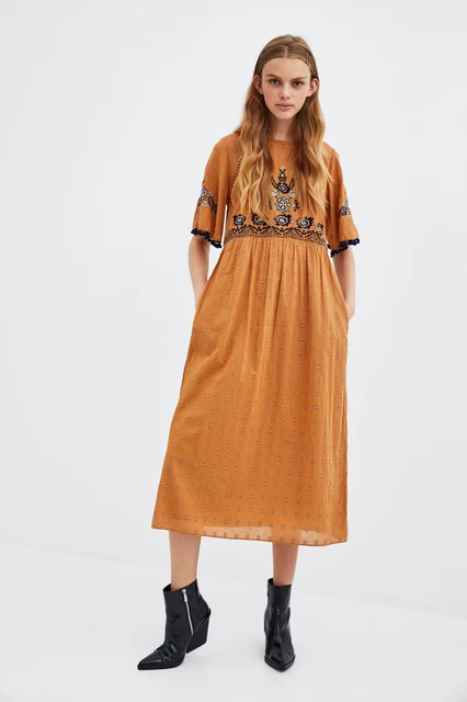 sachin and babi light blue dress ZARA. Asymmetrical embroidered dress. TM – Hibuy market