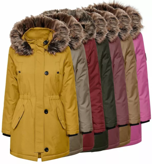 Only Damen Jacke Winterjacke Parka Damenjacke Winterparka Mantel gefüttert Iris