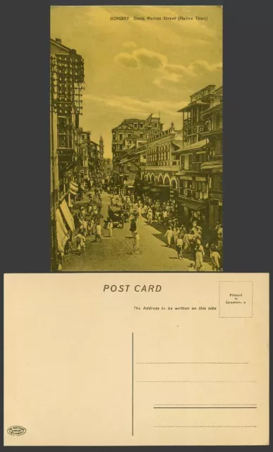 India Old Postcard Bombay Sheik Memon Street Scene Native Town The Phototype Co.
