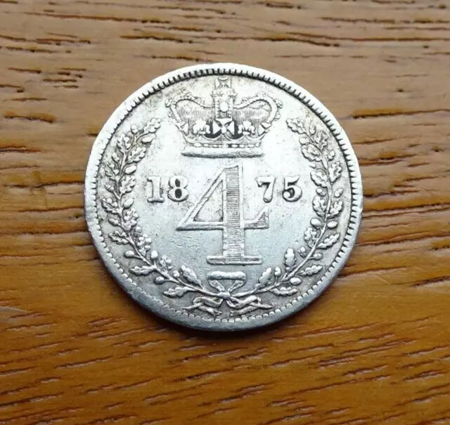 Queen Victoria Silver Maundy Fourpence 1875 4D Great Britain Uk