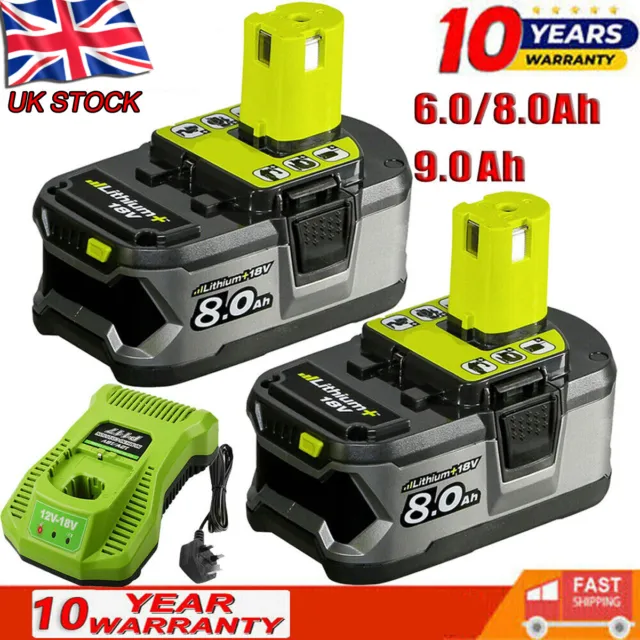 8.0AH 6.0AH FOR RYOBI 18V Battery / Charger For One+Plus P108 RB18L50  RB18L40 £28.99 - PicClick UK