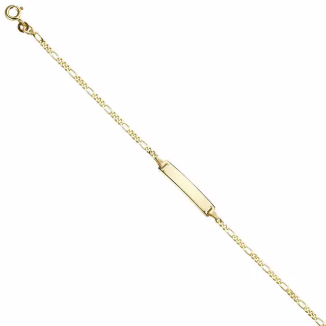 Pulsera de Identificación Cadena Figaro Esclava para Grabado Id 333 Oro Amarillo