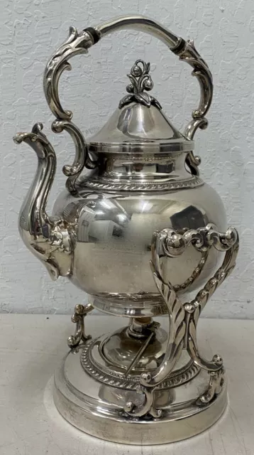 Sol Goldfeder Silverware Co. Electro Plate Teapot on Tilting Stand w/Burner