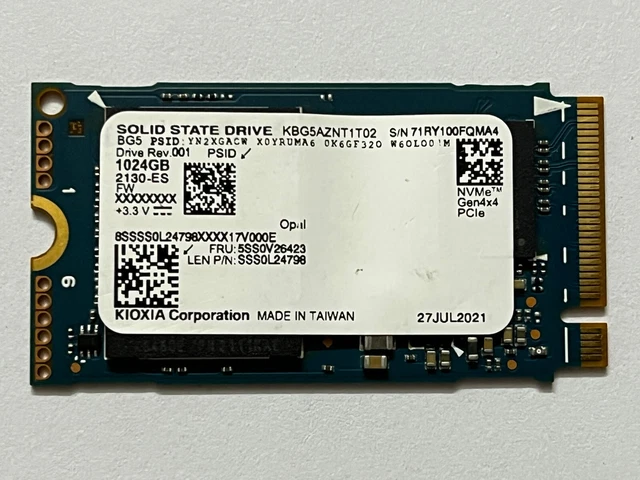 Kioxia (Toshiba) KBG50AZT1T02 1TB SSD PCIe Gen4x4 NVMe M.2 2242 For HP Laptop