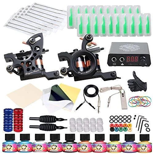 Kit de tatuaje completo tradicional profesional - pistola de dos máquinas fácil de usar 10...