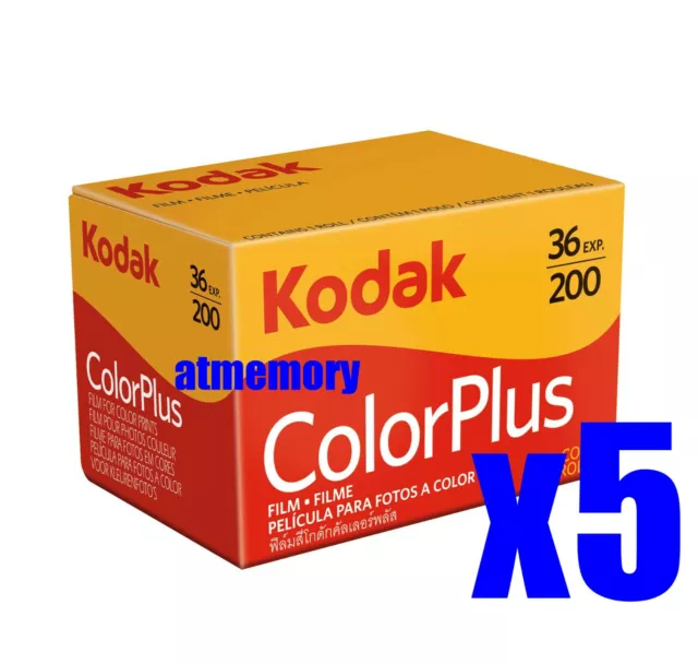 5 rollos Kodak Color Plus 200 35mm 36 Film para impresión en color Exp 2024