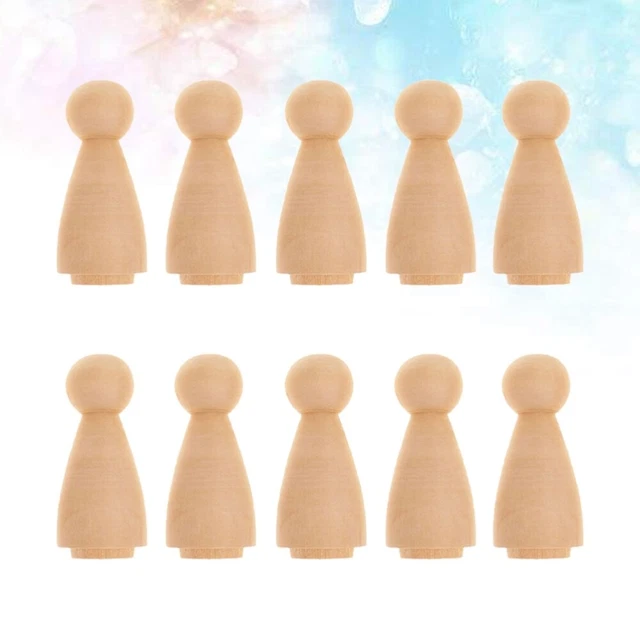 10 Piezas Muñecas Clásicas -Peg Muñeca Decorativa de Madera Cosas Artesanales Natural
