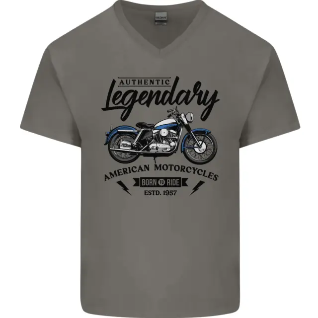 Legendary Motorcycles Biker Cafe Racer Mens V-Neck Cotton T-Shirt