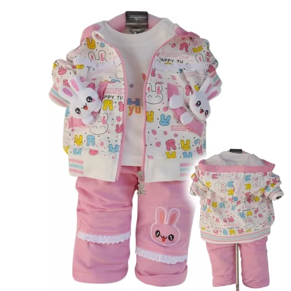 Set outfit stile sportivo 3 pezzi bambina taglia 1-3 anni giacca + top + pantaloni