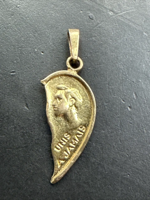 Pendentif Médaille Ancien Plaqué Or - Breloque Art Nouveau Croix Régionale