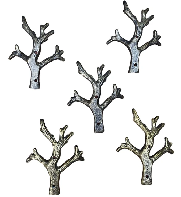 5x Deer Antler Metal Key Rack Wall Hanger Drawer Pull Hook Hat Towel Camp Cabin