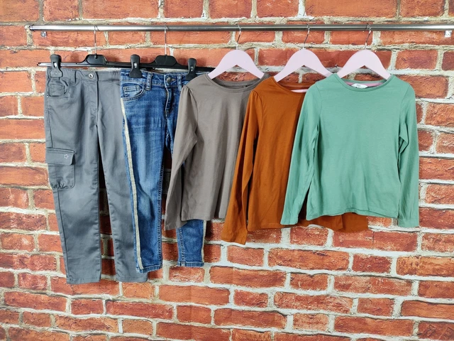 Girls Bundle Age 5-6 Years Next Vertbaudet M&S Trousers Jeans Plain Tees 116Cm